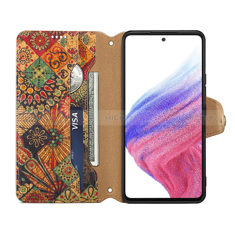 Handytasche Stand Schutzhülle Flip Leder Hülle Blumen MT2 für Samsung Galaxy A53 5G groß