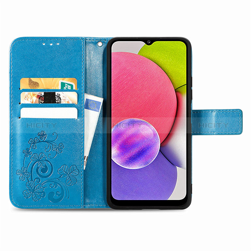 Handytasche Stand Schutzhülle Flip Leder Hülle Blumen S01D für Samsung Galaxy A02s groß