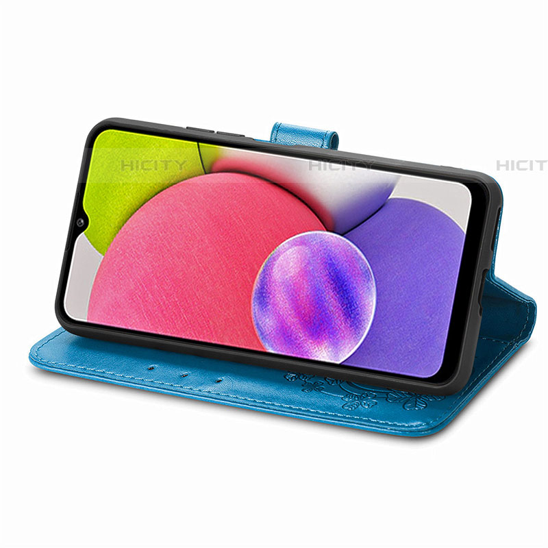 Handytasche Stand Schutzhülle Flip Leder Hülle Blumen S01D für Samsung Galaxy A03s