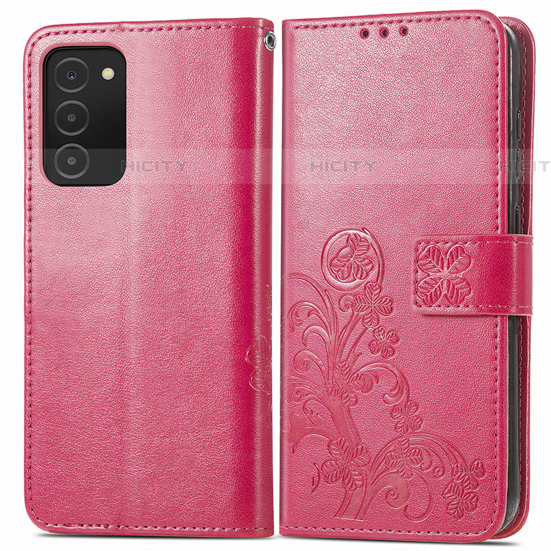 Handytasche Stand Schutzhülle Flip Leder Hülle Blumen S01D für Samsung Galaxy A03s Pink