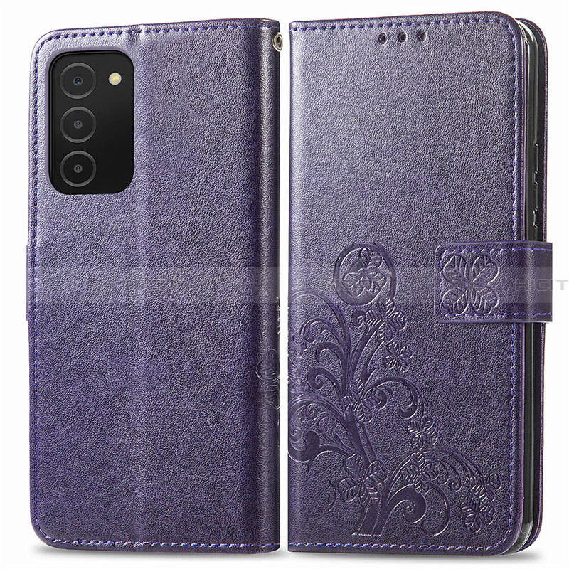Handytasche Stand Schutzhülle Flip Leder Hülle Blumen S01D für Samsung Galaxy F02S SM-E025F Violett Plus