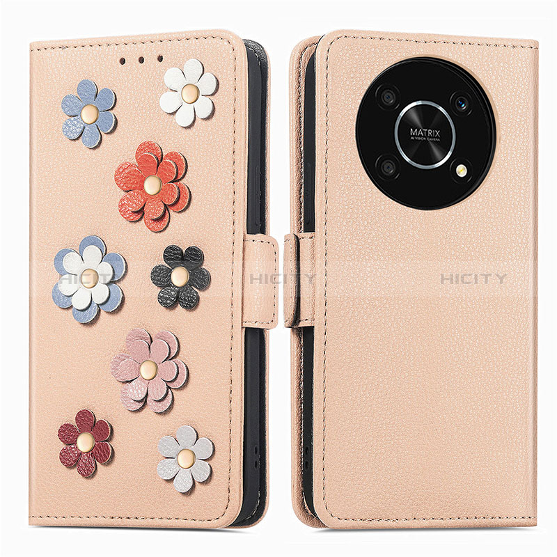 Handytasche Stand Schutzhülle Flip Leder Hülle Blumen S02D für Huawei Enjoy 50 Pro groß