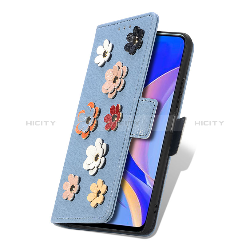 Handytasche Stand Schutzhülle Flip Leder Hülle Blumen S02D für Huawei Enjoy 50 Pro groß