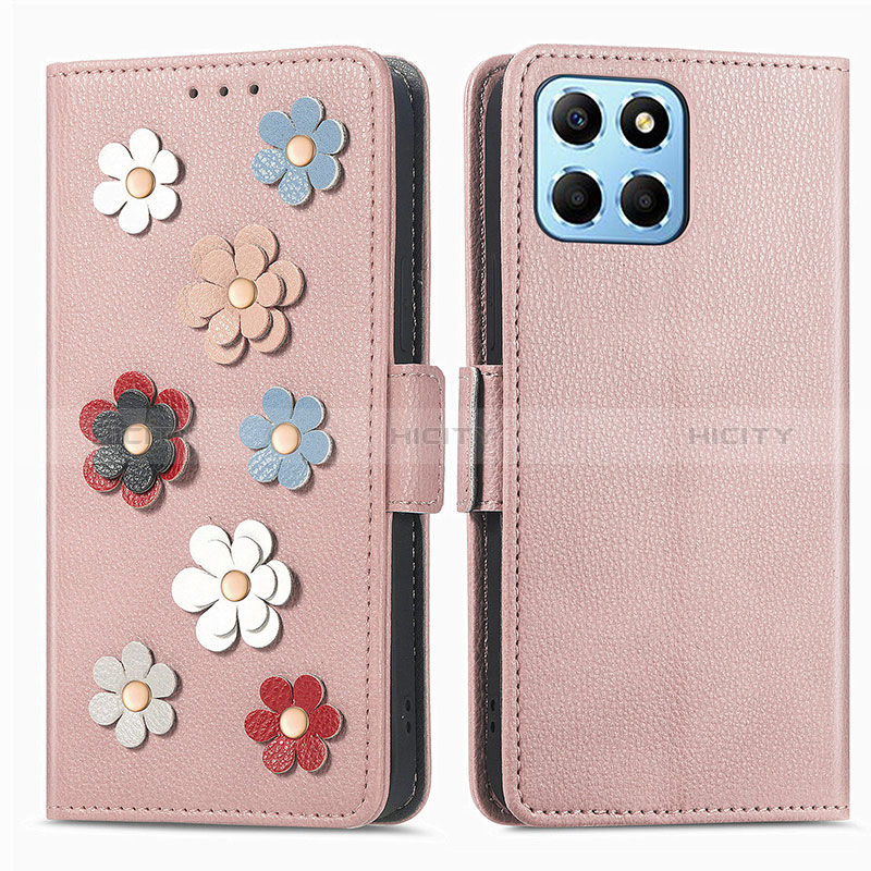 Handytasche Stand Schutzhülle Flip Leder Hülle Blumen S02D für Huawei Honor 70 Lite 5G