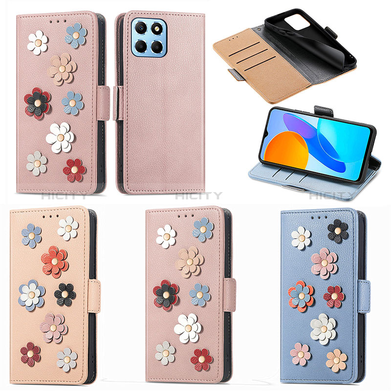 Handytasche Stand Schutzhülle Flip Leder Hülle Blumen S02D für Huawei Honor 70 Lite 5G