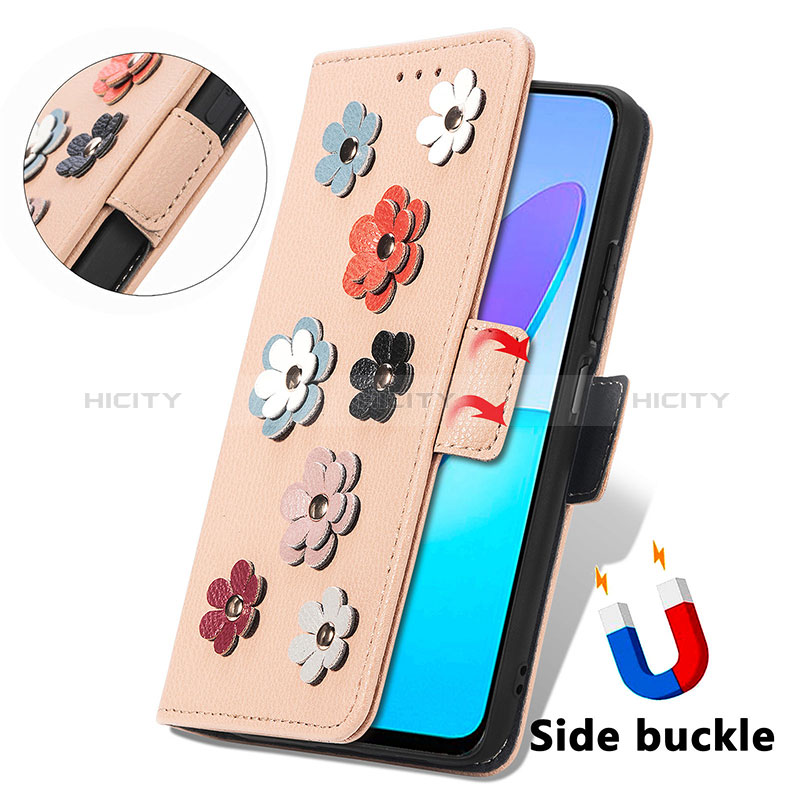 Handytasche Stand Schutzhülle Flip Leder Hülle Blumen S02D für Huawei Honor X6