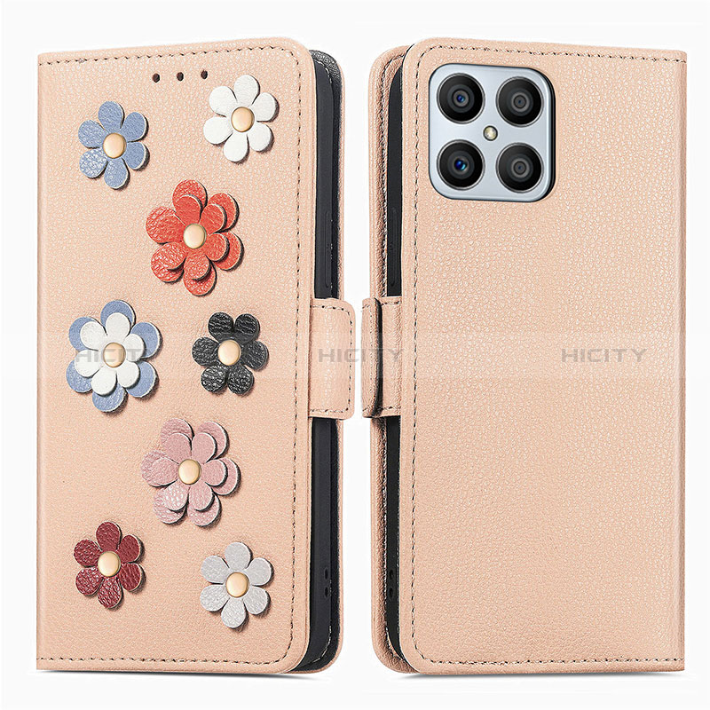 Handytasche Stand Schutzhülle Flip Leder Hülle Blumen S02D für Huawei Honor X8 4G Kahki Plus