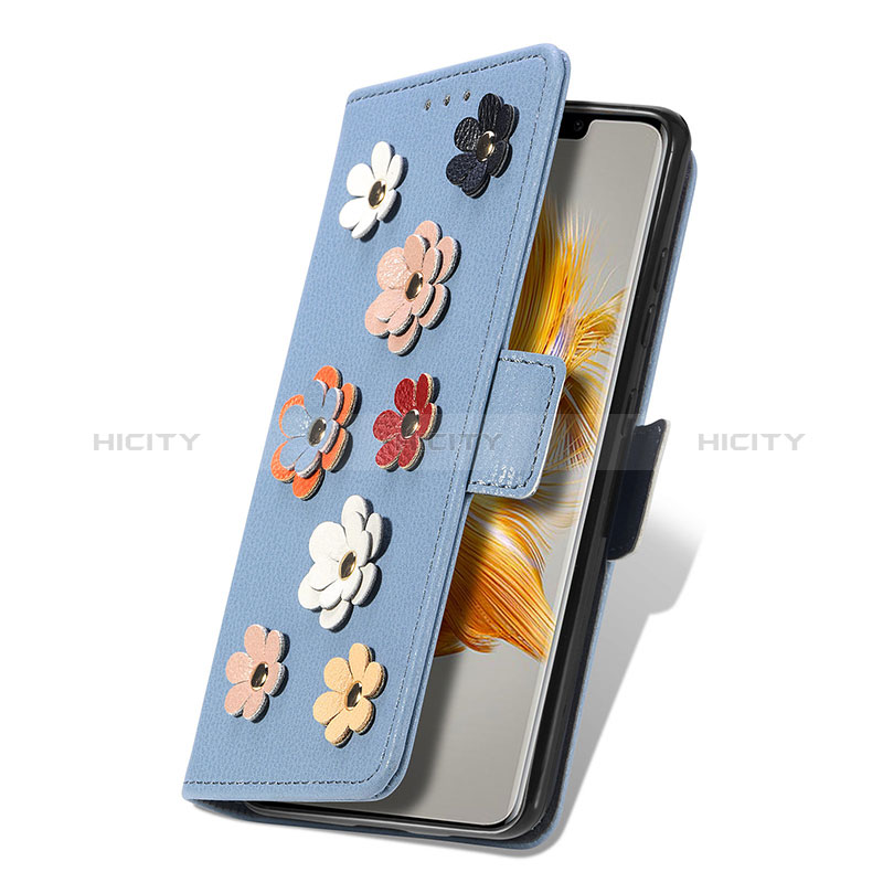 Handytasche Stand Schutzhülle Flip Leder Hülle Blumen S02D für Huawei Mate 50 Pro