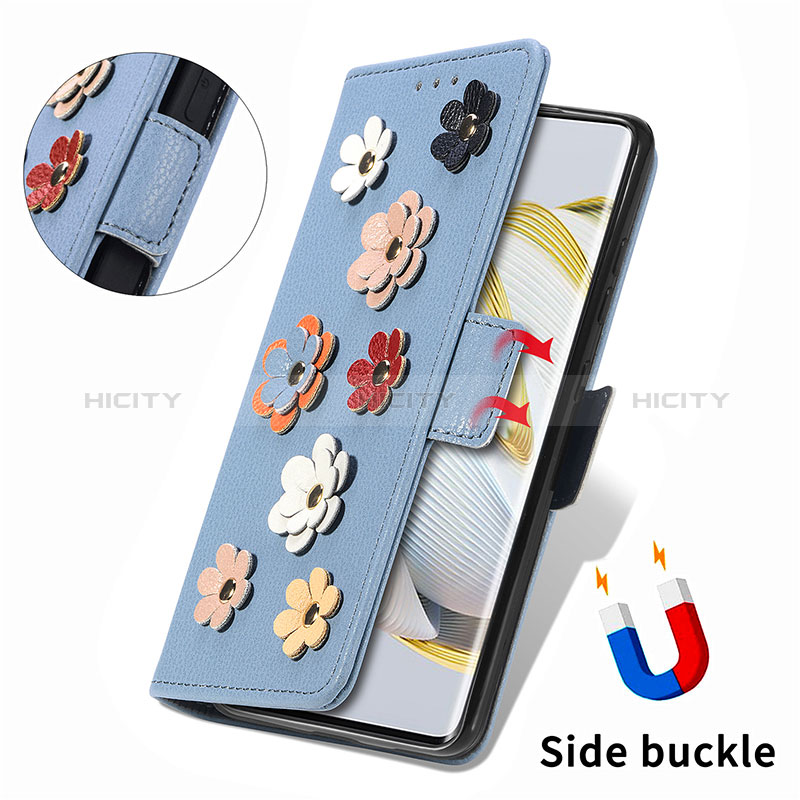 Handytasche Stand Schutzhülle Flip Leder Hülle Blumen S02D für Huawei Nova 10 groß