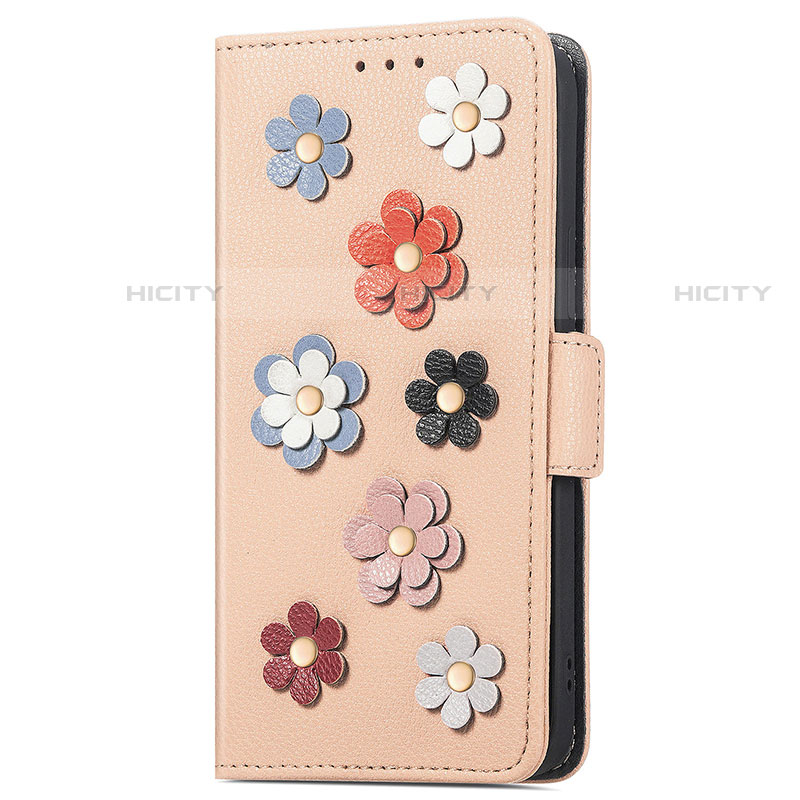 Handytasche Stand Schutzhülle Flip Leder Hülle Blumen S02D für Motorola Moto E32 groß