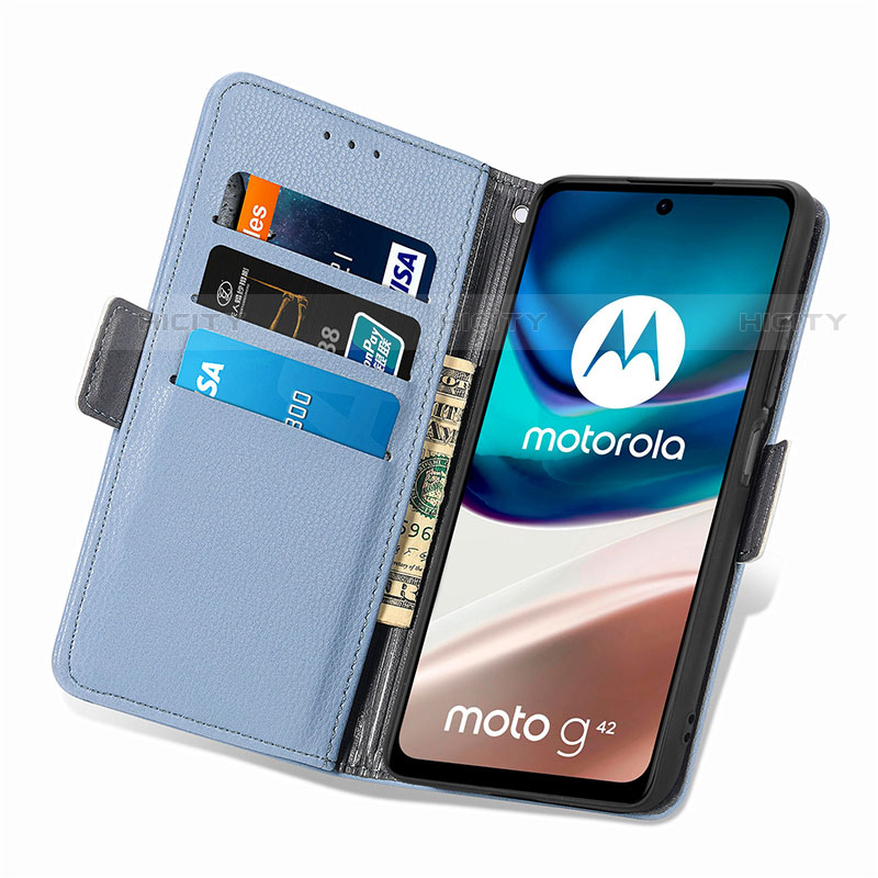 Handytasche Stand Schutzhülle Flip Leder Hülle Blumen S02D für Motorola Moto G42 groß