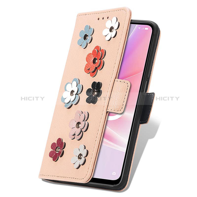 Handytasche Stand Schutzhülle Flip Leder Hülle Blumen S02D für Oppo A56S 5G