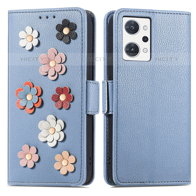 Handytasche Stand Schutzhülle Flip Leder Hülle Blumen S02D für Oppo Reno7 A