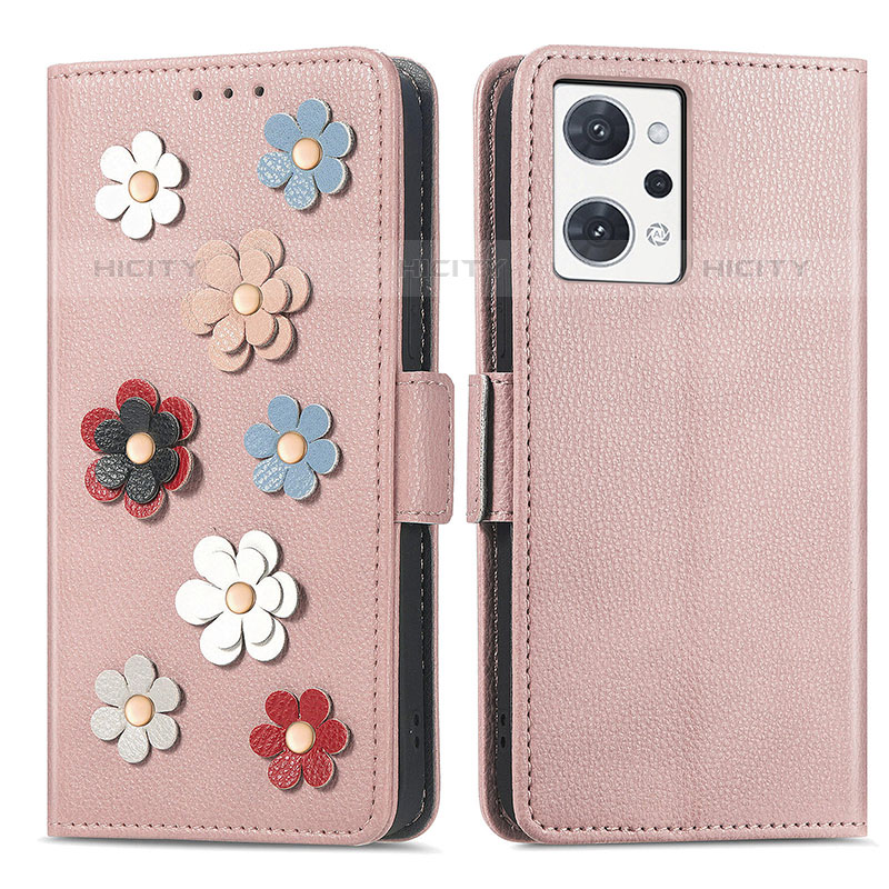 Handytasche Stand Schutzhülle Flip Leder Hülle Blumen S02D für Oppo Reno7 A