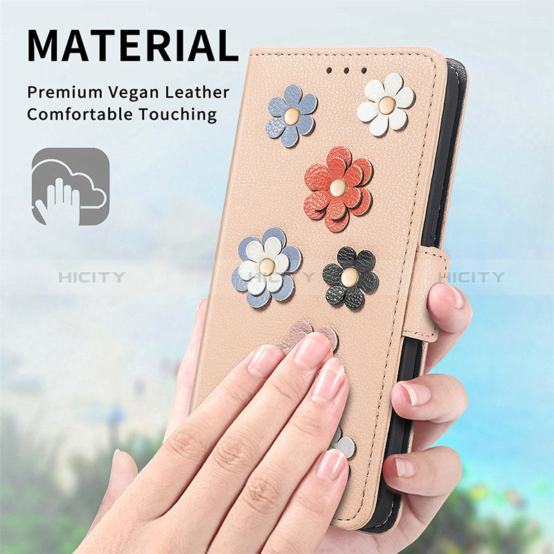 Handytasche Stand Schutzhülle Flip Leder Hülle Blumen S02D für Realme Narzo 50i Prime groß