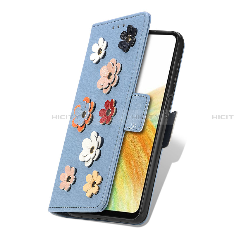 Handytasche Stand Schutzhülle Flip Leder Hülle Blumen S02D für Samsung Galaxy A13 4G