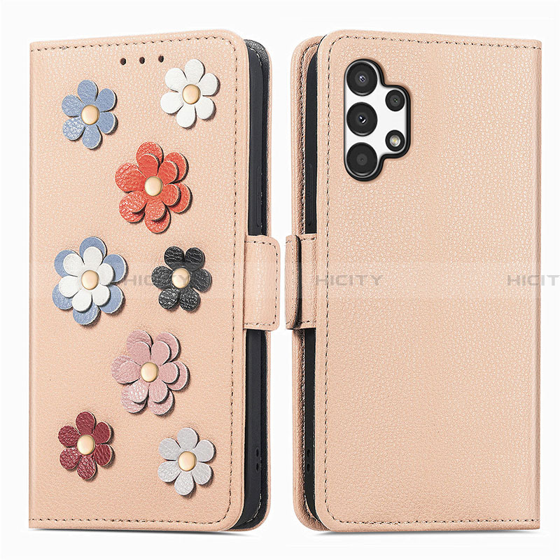 Handytasche Stand Schutzhülle Flip Leder Hülle Blumen S02D für Samsung Galaxy A13 4G