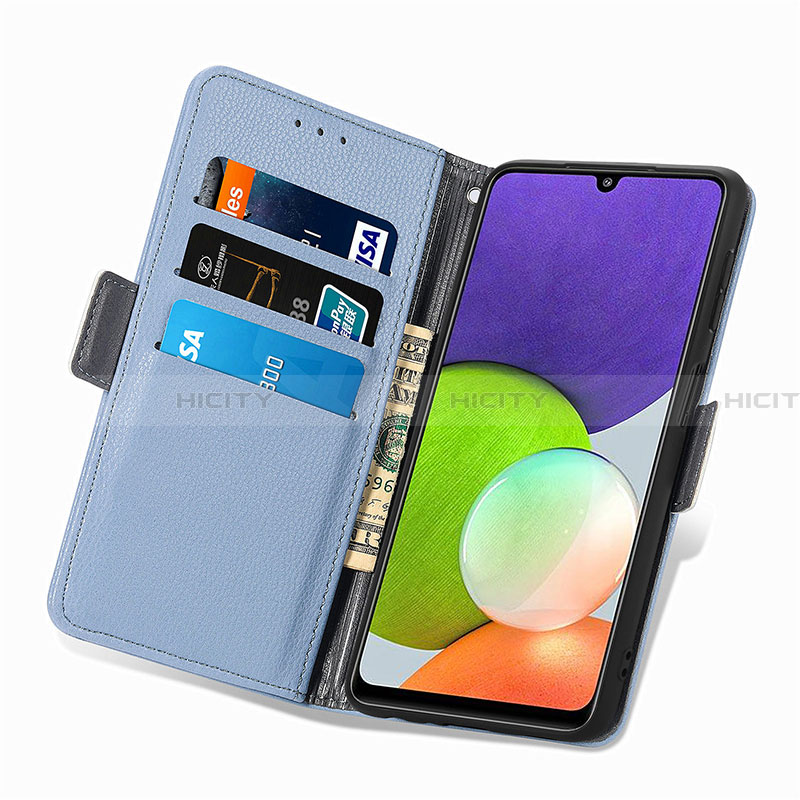 Handytasche Stand Schutzhülle Flip Leder Hülle Blumen S02D für Samsung Galaxy A22 4G groß