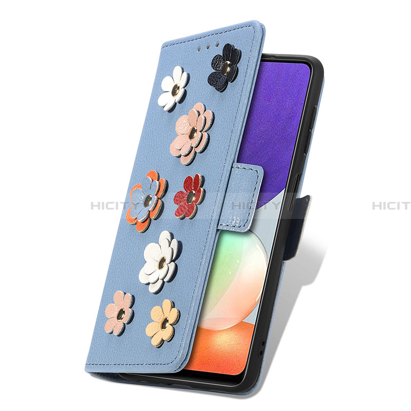 Handytasche Stand Schutzhülle Flip Leder Hülle Blumen S02D für Samsung Galaxy A22 4G