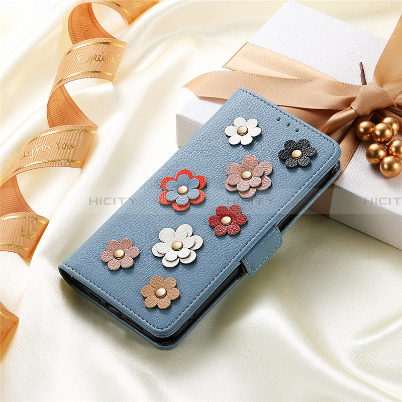 Handytasche Stand Schutzhülle Flip Leder Hülle Blumen S02D für Samsung Galaxy A22 4G