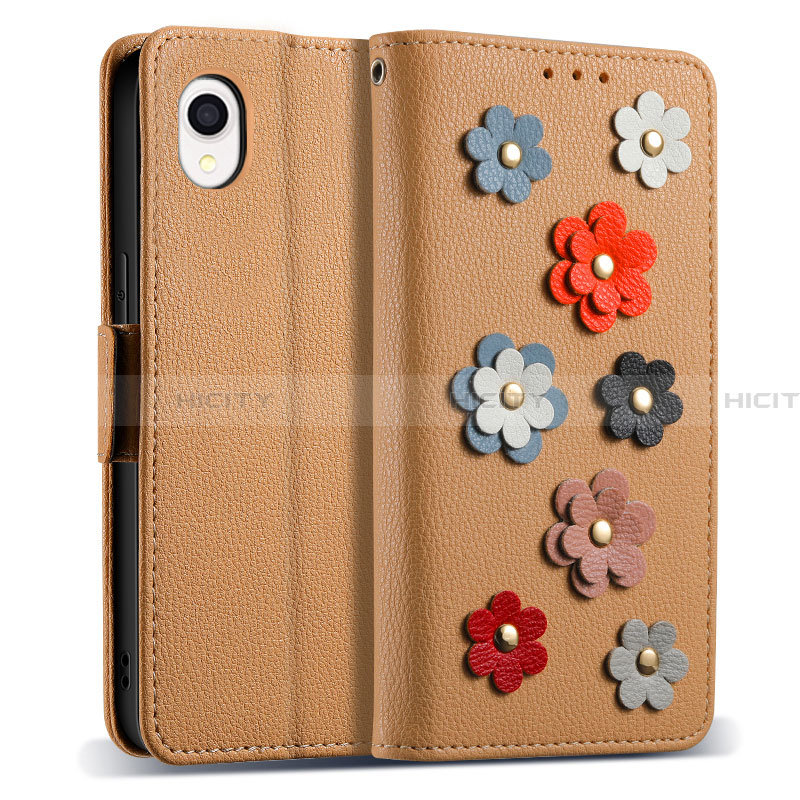 Handytasche Stand Schutzhülle Flip Leder Hülle Blumen S02D für Samsung Galaxy A22 5G SC-56B