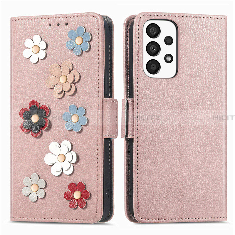 Handytasche Stand Schutzhülle Flip Leder Hülle Blumen S02D für Samsung Galaxy A33 5G