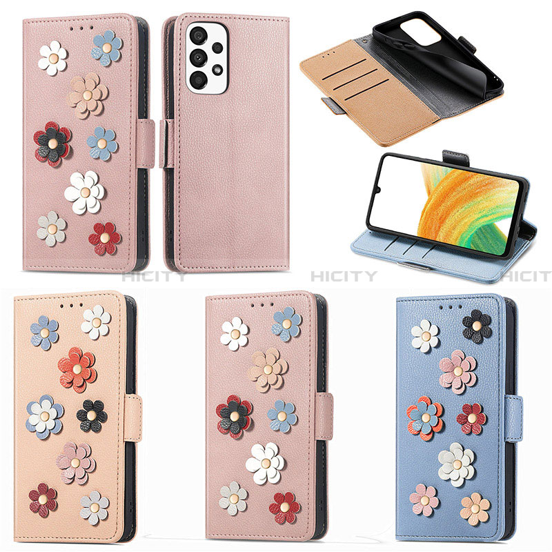 Handytasche Stand Schutzhülle Flip Leder Hülle Blumen S02D für Samsung Galaxy A33 5G