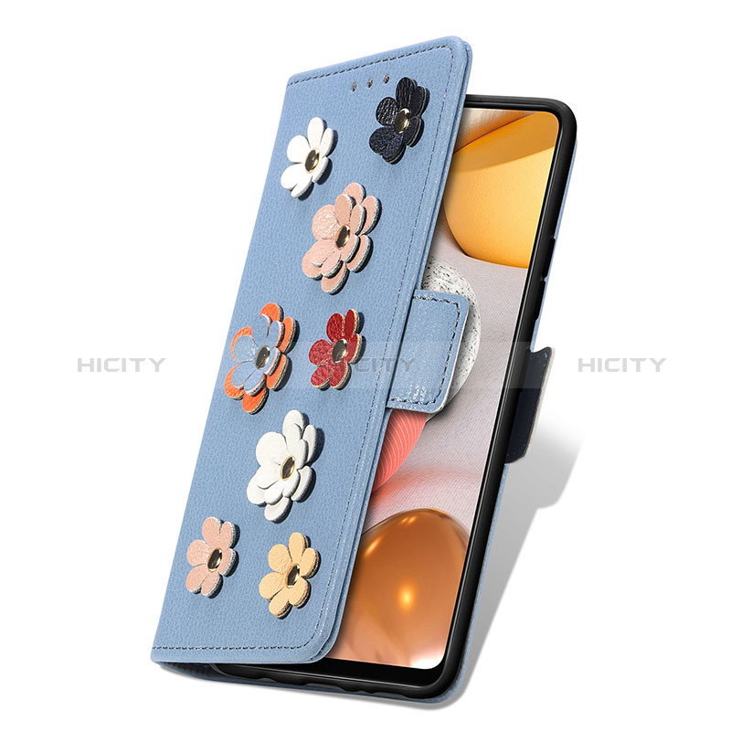 Handytasche Stand Schutzhülle Flip Leder Hülle Blumen S02D für Samsung Galaxy A42 5G