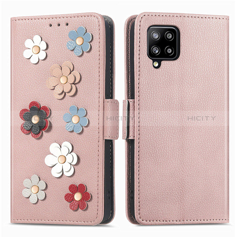 Handytasche Stand Schutzhülle Flip Leder Hülle Blumen S02D für Samsung Galaxy A42 5G