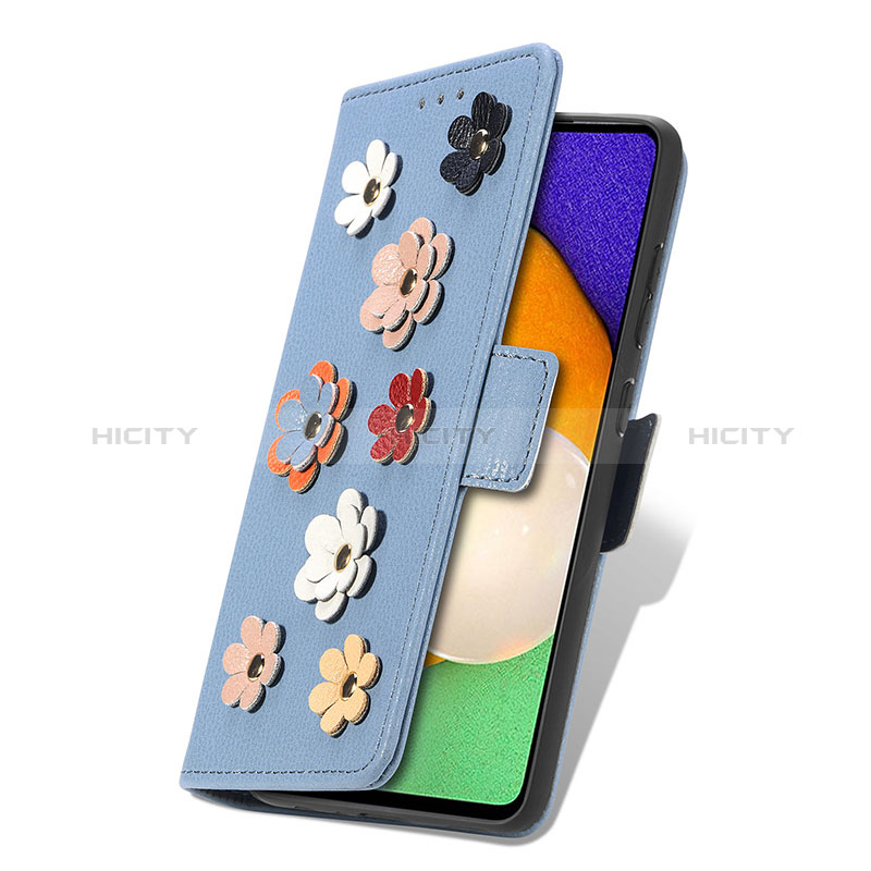 Handytasche Stand Schutzhülle Flip Leder Hülle Blumen S02D für Samsung Galaxy A52s 5G