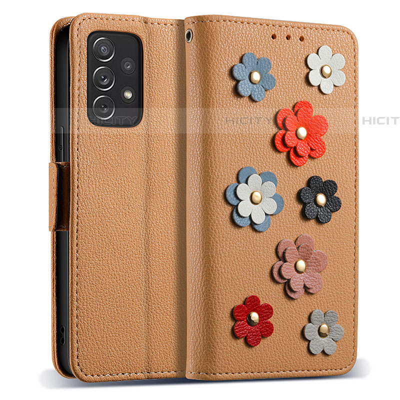 Handytasche Stand Schutzhülle Flip Leder Hülle Blumen S02D für Samsung Galaxy A72 5G