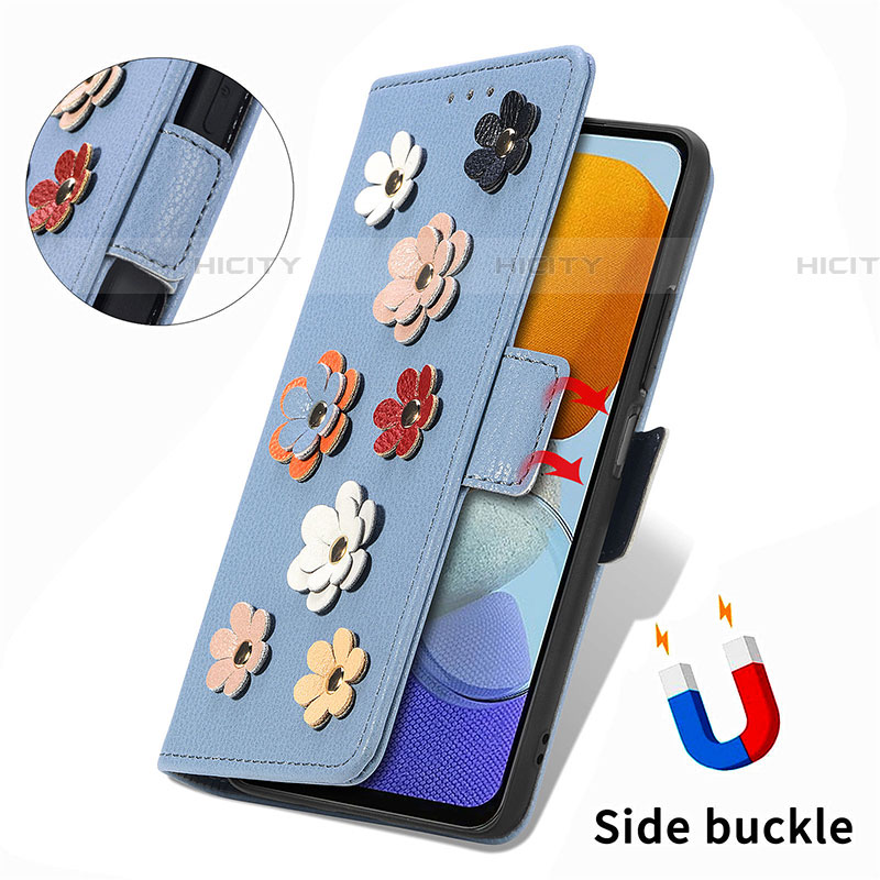 Handytasche Stand Schutzhülle Flip Leder Hülle Blumen S02D für Samsung Galaxy F23 5G