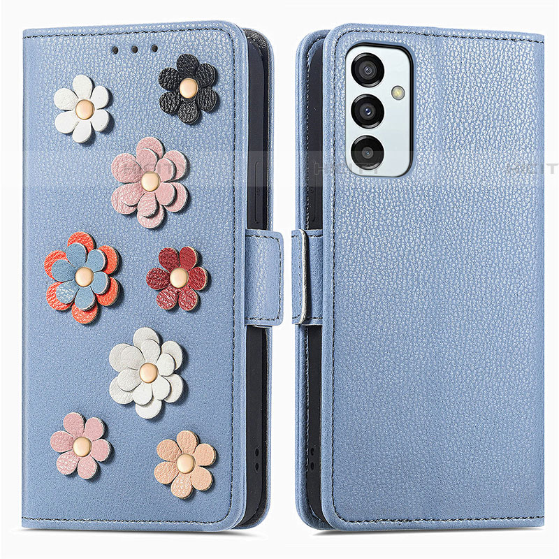 Handytasche Stand Schutzhülle Flip Leder Hülle Blumen S02D für Samsung Galaxy F23 5G