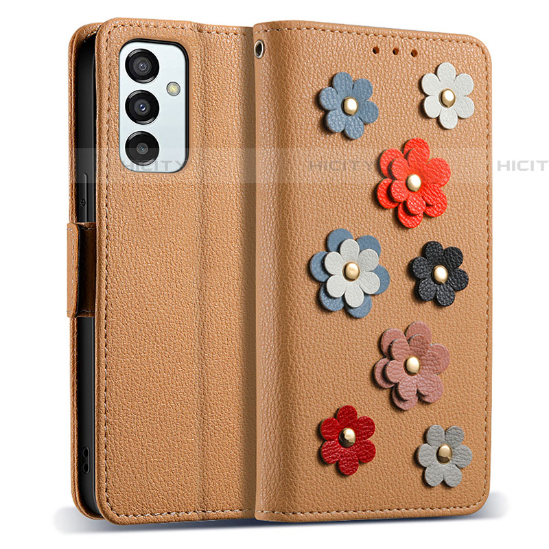 Handytasche Stand Schutzhülle Flip Leder Hülle Blumen S02D für Samsung Galaxy F23 5G