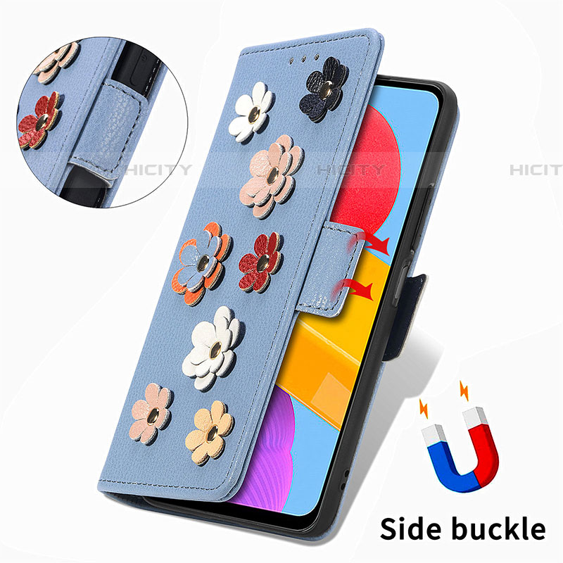 Handytasche Stand Schutzhülle Flip Leder Hülle Blumen S02D für Samsung Galaxy M13 4G