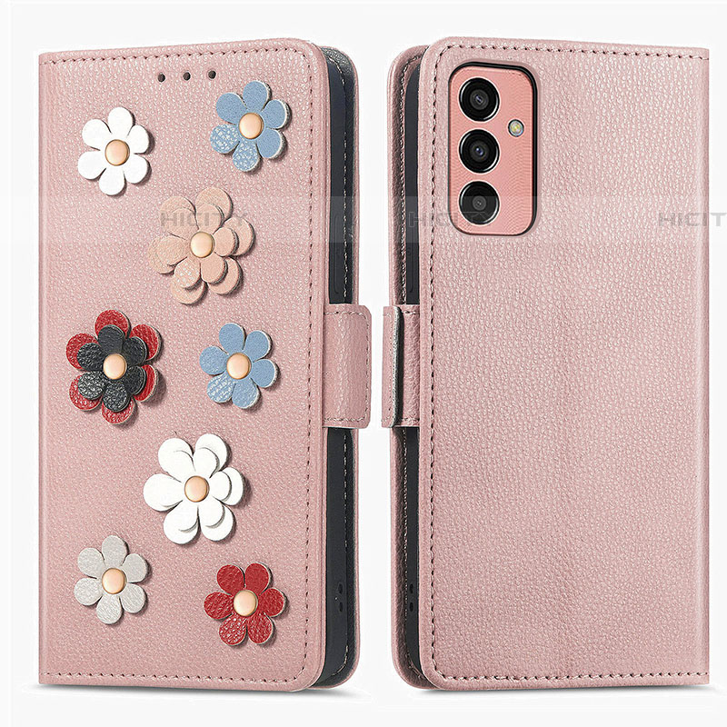 Handytasche Stand Schutzhülle Flip Leder Hülle Blumen S02D für Samsung Galaxy M13 4G