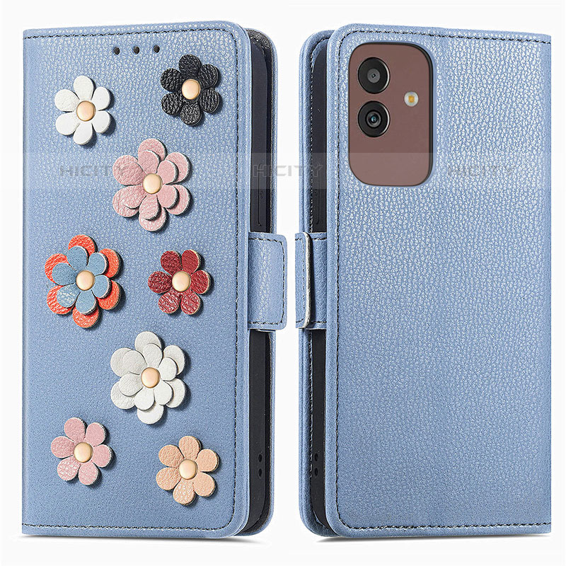 Handytasche Stand Schutzhülle Flip Leder Hülle Blumen S02D für Samsung Galaxy M13 5G