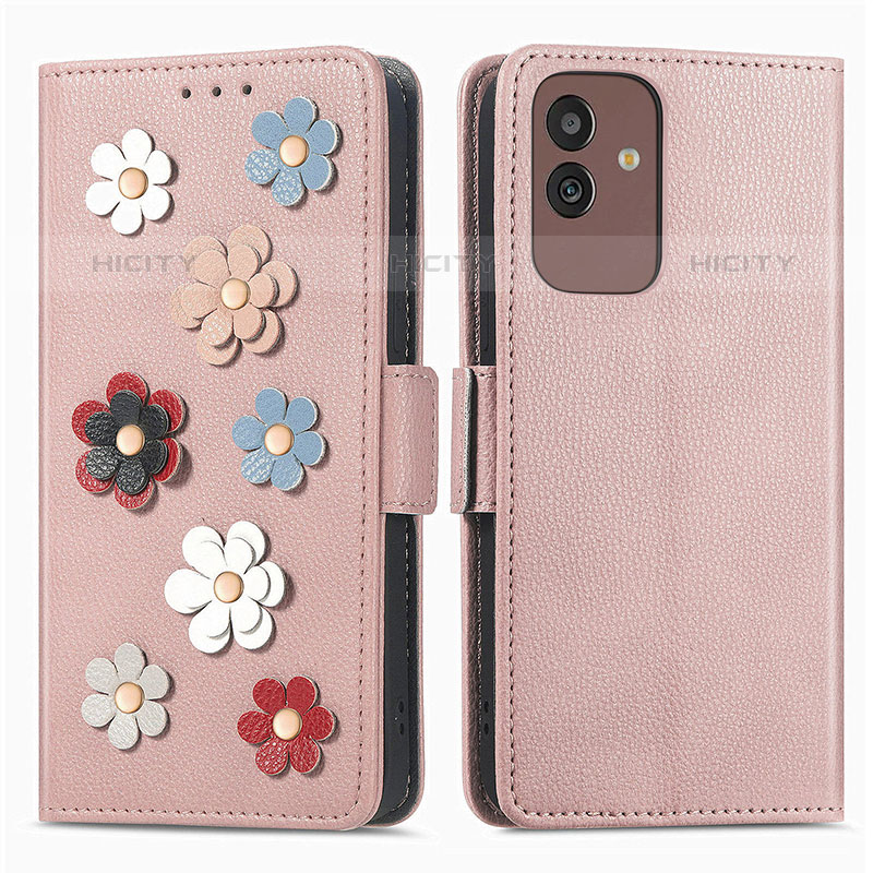 Handytasche Stand Schutzhülle Flip Leder Hülle Blumen S02D für Samsung Galaxy M13 5G