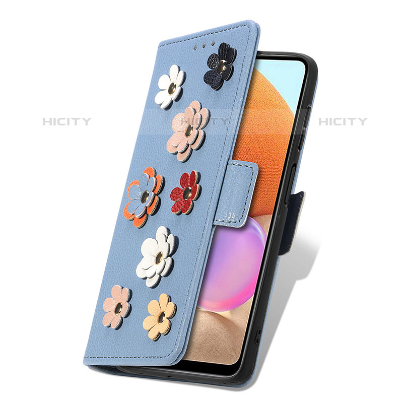 Handytasche Stand Schutzhülle Flip Leder Hülle Blumen S02D für Samsung Galaxy M32 5G