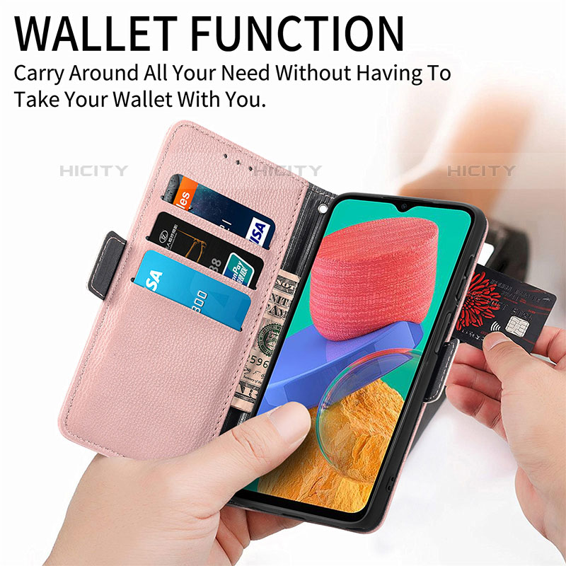 Handytasche Stand Schutzhülle Flip Leder Hülle Blumen S02D für Samsung Galaxy M33 5G groß