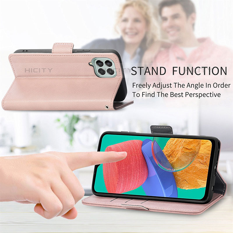 Handytasche Stand Schutzhülle Flip Leder Hülle Blumen S02D für Samsung Galaxy M33 5G groß