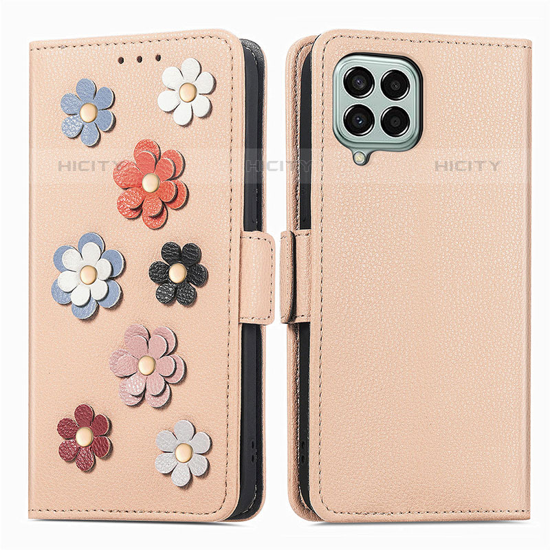 Handytasche Stand Schutzhülle Flip Leder Hülle Blumen S02D für Samsung Galaxy M33 5G groß