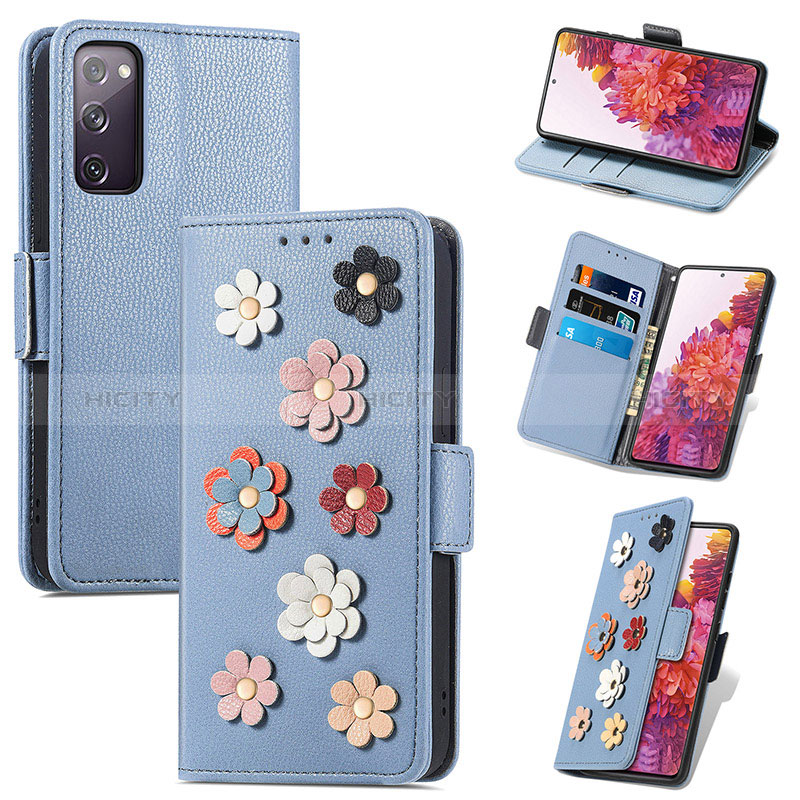 Handytasche Stand Schutzhülle Flip Leder Hülle Blumen S02D für Samsung Galaxy S20 FE (2022) 5G