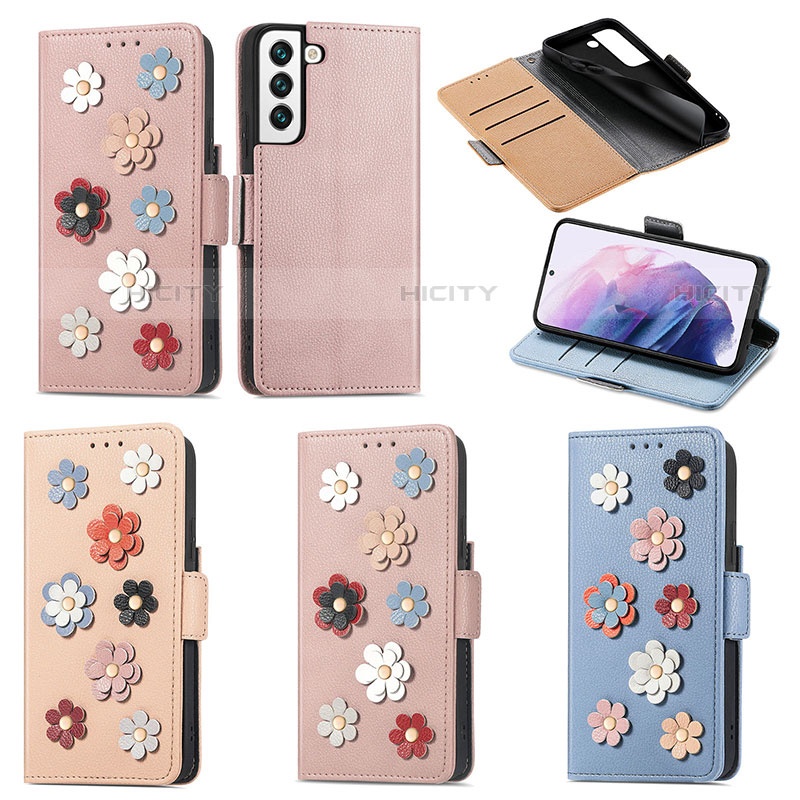 Handytasche Stand Schutzhülle Flip Leder Hülle Blumen S02D für Samsung Galaxy S21 Plus 5G