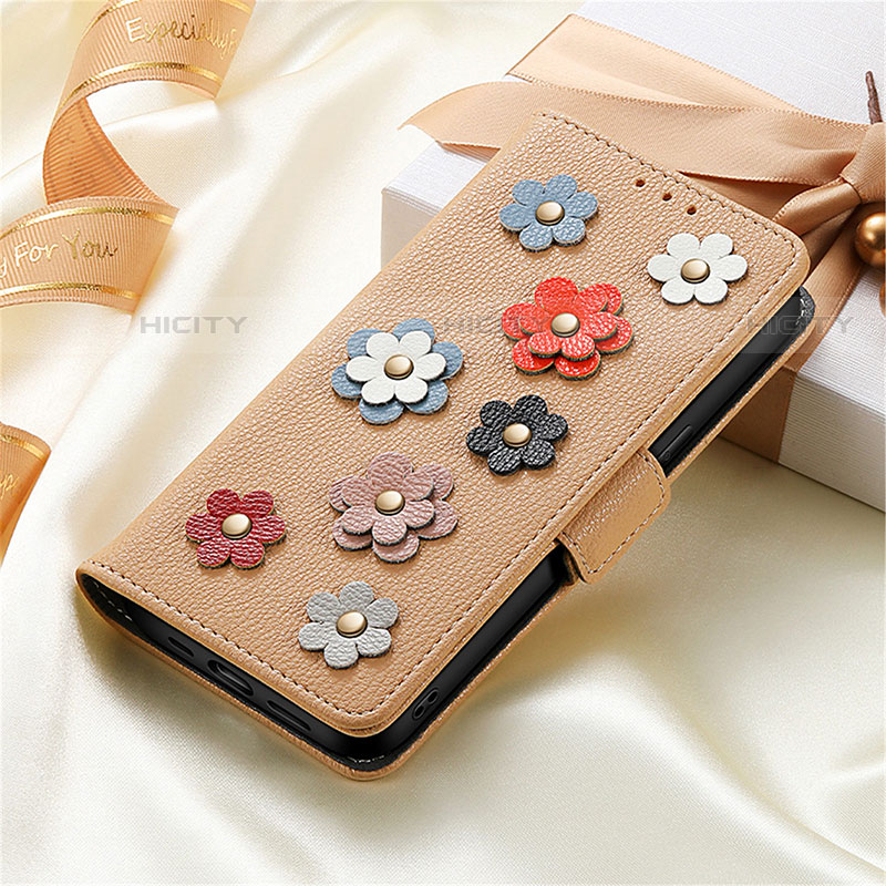 Handytasche Stand Schutzhülle Flip Leder Hülle Blumen S02D für Samsung Galaxy S21 Ultra 5G groß