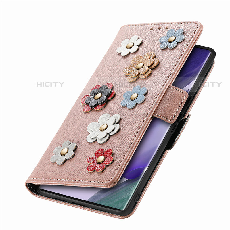 Handytasche Stand Schutzhülle Flip Leder Hülle Blumen S02D für Samsung Galaxy S21 Ultra 5G groß