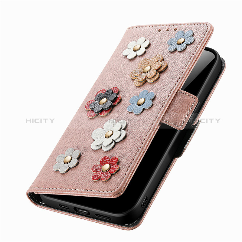 Handytasche Stand Schutzhülle Flip Leder Hülle Blumen S02D für Samsung Galaxy XCover 6 Pro 5G groß