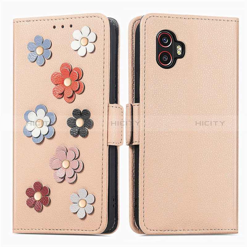 Handytasche Stand Schutzhülle Flip Leder Hülle Blumen S02D für Samsung Galaxy XCover 6 Pro 5G groß