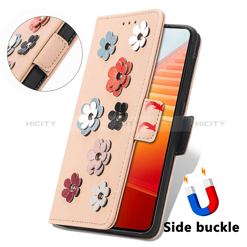 Handytasche Stand Schutzhülle Flip Leder Hülle Blumen S02D für Vivo iQOO 10 5G groß