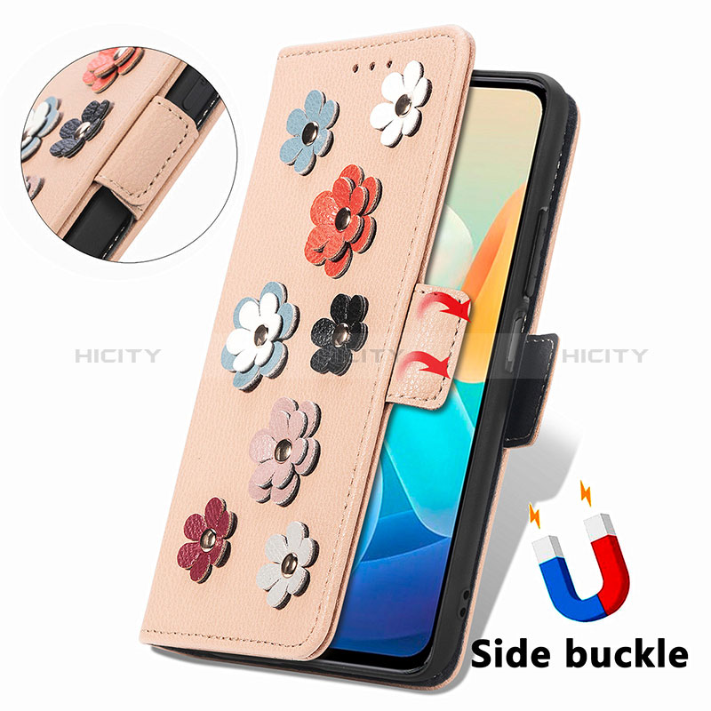 Handytasche Stand Schutzhülle Flip Leder Hülle Blumen S02D für Vivo Y77 5G